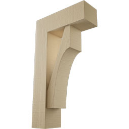 Ekena Millwork - BKTUR0554X16X28WTL05RCPR - Timberthane Faux Wood Westlake Style Bracket w/ Offset Brace, Block Ends, 5 1/2"W x 16"D x 28"H, Primed Tan