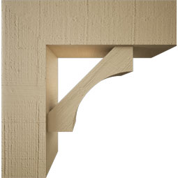 Ekena Millwork - BKTUR0554X18X18WTL05RCPR - Timberthane Faux Wood Westlake Style Bracket w/ Offset Brace, Block Ends, 5 1/2"W x 18"D x 18"H, Primed Tan