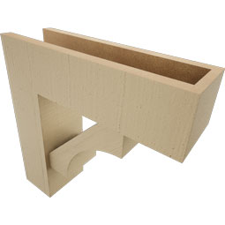 Ekena Millwork - BKTUR0554X18X18WTL05RCPR - Timberthane Faux Wood Westlake Style Bracket w/ Offset Brace, Block Ends, 5 1/2"W x 18"D x 18"H, Primed Tan