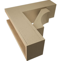 Ekena Millwork - BKTUR0554X18X18WTL05RCPR - Timberthane Faux Wood Westlake Style Bracket w/ Offset Brace, Block Ends, 5 1/2"W x 18"D x 18"H, Primed Tan