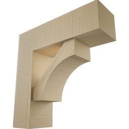 Ekena Millwork - BKTUR0554X18X18WTL05RCPR - Timberthane Faux Wood Westlake Style Bracket w/ Offset Brace, Block Ends, 5 1/2"W x 18"D x 18"H, Primed Tan