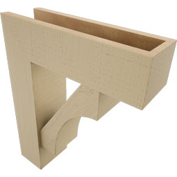 Ekena Millwork - BKTUR0554X18X22WTL05RCPR - Timberthane Faux Wood Westlake Style Bracket w/ Offset Brace, Block Ends, 5 1/2"W x 18"D x 22"H, Primed Tan