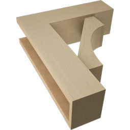 Ekena Millwork - BKTUR0554X18X22WTL05RCPR - Timberthane Faux Wood Westlake Style Bracket w/ Offset Brace, Block Ends, 5 1/2"W x 18"D x 22"H, Primed Tan