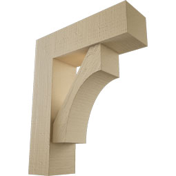 Ekena Millwork - BKTUR0554X18X22WTL05RCPR - Timberthane Faux Wood Westlake Style Bracket w/ Offset Brace, Block Ends, 5 1/2"W x 18"D x 22"H, Primed Tan