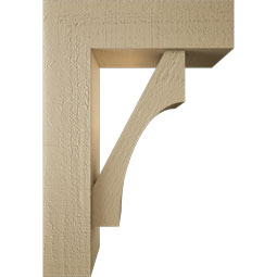 Ekena Millwork - BKTUR0554X18X26WTL05RCPR - Timberthane Faux Wood Westlake Style Bracket w/ Offset Brace, Block Ends, 5 1/2"W x 18"D x 26"H, Primed Tan
