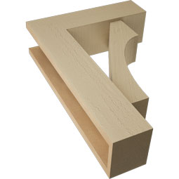 Ekena Millwork - BKTUR0554X18X26WTL05RCPR - Timberthane Faux Wood Westlake Style Bracket w/ Offset Brace, Block Ends, 5 1/2"W x 18"D x 26"H, Primed Tan