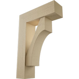 Ekena Millwork - BKTUR0554X18X26WTL05RCPR - Timberthane Faux Wood Westlake Style Bracket w/ Offset Brace, Block Ends, 5 1/2"W x 18"D x 26"H, Primed Tan