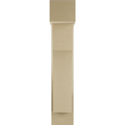 Ekena Millwork - BKTUR0554X18X30WTL05RCPR - Timberthane Faux Wood Westlake Style Bracket w/ Offset Brace, Block Ends, 5 1/2"W x 18"D x 30"H, Primed Tan