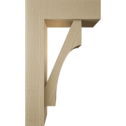 Ekena Millwork - BKTUR0554X18X30WTL05RCPR - Timberthane Faux Wood Westlake Style Bracket w/ Offset Brace, Block Ends, 5 1/2"W x 18"D x 30"H, Primed Tan