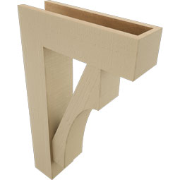 Ekena Millwork - BKTUR0554X18X30WTL05RCPR - Timberthane Faux Wood Westlake Style Bracket w/ Offset Brace, Block Ends, 5 1/2"W x 18"D x 30"H, Primed Tan