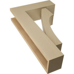Ekena Millwork - BKTUR0554X18X30WTL05RCPR - Timberthane Faux Wood Westlake Style Bracket w/ Offset Brace, Block Ends, 5 1/2"W x 18"D x 30"H, Primed Tan