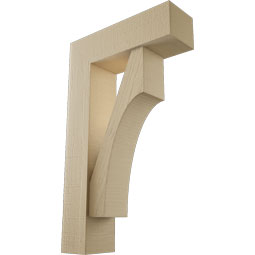 Ekena Millwork - BKTUR0554X18X30WTL05RCPR - Timberthane Faux Wood Westlake Style Bracket w/ Offset Brace, Block Ends, 5 1/2"W x 18"D x 30"H, Primed Tan