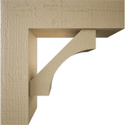 Ekena Millwork - BKTUR0554X20X20WTL05RCPR - Timberthane Faux Wood Westlake Style Bracket w/ Offset Brace, Block Ends, 5 1/2"W x 20"D x 20"H, Primed Tan