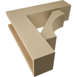 Ekena Millwork - BKTUR0554X20X20WTL05RCPR - Timberthane Faux Wood Westlake Style Bracket w/ Offset Brace, Block Ends, 5 1/2"W x 20"D x 20"H, Primed Tan