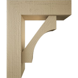 Ekena Millwork - BKTUR0554X20X24WTL05RCPR - Timberthane Faux Wood Westlake Style Bracket w/ Offset Brace, Block Ends, 5 1/2"W x 20"D x 24"H, Primed Tan
