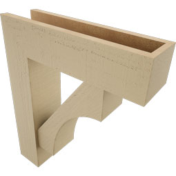 Ekena Millwork - BKTUR0554X20X24WTL05RCPR - Timberthane Faux Wood Westlake Style Bracket w/ Offset Brace, Block Ends, 5 1/2"W x 20"D x 24"H, Primed Tan