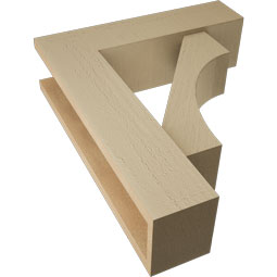 Ekena Millwork - BKTUR0554X20X24WTL05RCPR - Timberthane Faux Wood Westlake Style Bracket w/ Offset Brace, Block Ends, 5 1/2"W x 20"D x 24"H, Primed Tan