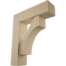 Ekena Millwork - BKTUR0554X20X24WTL05RCPR - Timberthane Faux Wood Westlake Style Bracket w/ Offset Brace, Block Ends, 5 1/2"W x 20"D x 24"H, Primed Tan