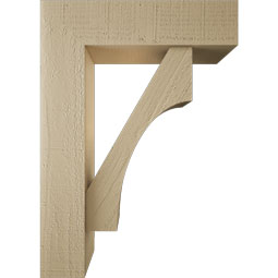 Ekena Millwork - BKTUR0554X20X28WTL05RCPR - Timberthane Faux Wood Westlake Style Bracket w/ Offset Brace, Block Ends, 5 1/2"W x 20"D x 28"H, Primed Tan