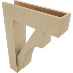 Ekena Millwork - BKTUR0554X20X28WTL05RCPR - Timberthane Faux Wood Westlake Style Bracket w/ Offset Brace, Block Ends, 5 1/2"W x 20"D x 28"H, Primed Tan