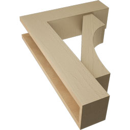 Ekena Millwork - BKTUR0554X20X28WTL05RCPR - Timberthane Faux Wood Westlake Style Bracket w/ Offset Brace, Block Ends, 5 1/2"W x 20"D x 28"H, Primed Tan