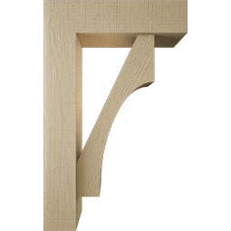 Ekena Millwork - BKTUR0554X20X32WTL05RCPR - Timberthane Faux Wood Westlake Style Bracket w/ Offset Brace, Block Ends, 5 1/2"W x 20"D x 32"H, Primed Tan