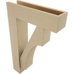 Ekena Millwork - BKTUR0554X20X32WTL05RCPR - Timberthane Faux Wood Westlake Style Bracket w/ Offset Brace, Block Ends, 5 1/2"W x 20"D x 32"H, Primed Tan