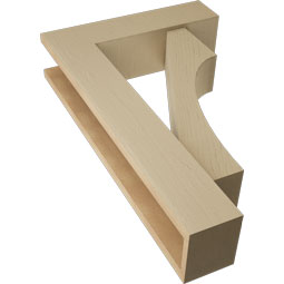 Ekena Millwork - BKTUR0554X20X32WTL05RCPR - Timberthane Faux Wood Westlake Style Bracket w/ Offset Brace, Block Ends, 5 1/2"W x 20"D x 32"H, Primed Tan