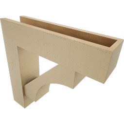 Ekena Millwork - BKTUR0554X22X22WTL05RCPR - Timberthane Faux Wood Westlake Style Bracket w/ Offset Brace, Block Ends, 5 1/2"W x 22"D x 22"H, Primed Tan