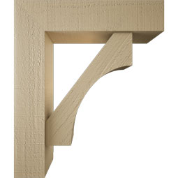 Ekena Millwork - BKTUR0554X22X26WTL05RCPR - Timberthane Faux Wood Westlake Style Bracket w/ Offset Brace, Block Ends, 5 1/2"W x 22"D x 26"H, Primed Tan