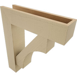 Ekena Millwork - BKTUR0554X22X26WTL05RCPR - Timberthane Faux Wood Westlake Style Bracket w/ Offset Brace, Block Ends, 5 1/2"W x 22"D x 26"H, Primed Tan