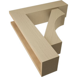 Ekena Millwork - BKTUR0554X22X26WTL05RCPR - Timberthane Faux Wood Westlake Style Bracket w/ Offset Brace, Block Ends, 5 1/2"W x 22"D x 26"H, Primed Tan