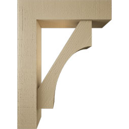 Ekena Millwork - BKTUR0554X22X30WTL05RCPR - Timberthane Faux Wood Westlake Style Bracket w/ Offset Brace, Block Ends, 5 1/2"W x 22"D x 30"H, Primed Tan