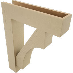 Ekena Millwork - BKTUR0554X22X30WTL05RCPR - Timberthane Faux Wood Westlake Style Bracket w/ Offset Brace, Block Ends, 5 1/2"W x 22"D x 30"H, Primed Tan