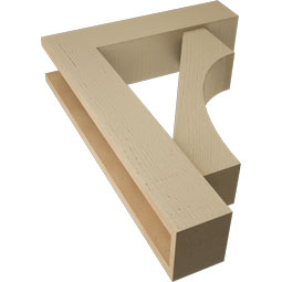 Ekena Millwork - BKTUR0554X22X30WTL05RCPR - Timberthane Faux Wood Westlake Style Bracket w/ Offset Brace, Block Ends, 5 1/2"W x 22"D x 30"H, Primed Tan