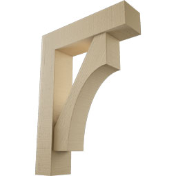 Ekena Millwork - BKTUR0554X22X30WTL05RCPR - Timberthane Faux Wood Westlake Style Bracket w/ Offset Brace, Block Ends, 5 1/2"W x 22"D x 30"H, Primed Tan