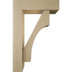 Ekena Millwork - BKTUR0554X22X34WTL05RCPR - Timberthane Faux Wood Westlake Style Bracket w/ Offset Brace, Block Ends, 5 1/2"W x 22"D x 34"H, Primed Tan