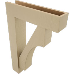 Ekena Millwork - BKTUR0554X22X34WTL05RCPR - Timberthane Faux Wood Westlake Style Bracket w/ Offset Brace, Block Ends, 5 1/2"W x 22"D x 34"H, Primed Tan
