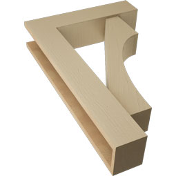 Ekena Millwork - BKTUR0554X22X34WTL05RCPR - Timberthane Faux Wood Westlake Style Bracket w/ Offset Brace, Block Ends, 5 1/2"W x 22"D x 34"H, Primed Tan
