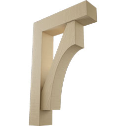 Ekena Millwork - BKTUR0554X22X34WTL05RCPR - Timberthane Faux Wood Westlake Style Bracket w/ Offset Brace, Block Ends, 5 1/2"W x 22"D x 34"H, Primed Tan