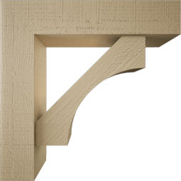 Ekena Millwork - BKTUR0554X24X24WTL05RCPR - Timberthane Faux Wood Westlake Style Bracket w/ Offset Brace, Block Ends, 5 1/2"W x 24"D x 24"H, Primed Tan