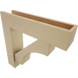 Ekena Millwork - BKTUR0554X24X24WTL05RCPR - Timberthane Faux Wood Westlake Style Bracket w/ Offset Brace, Block Ends, 5 1/2"W x 24"D x 24"H, Primed Tan