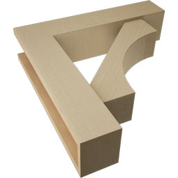 Ekena Millwork - BKTUR0554X24X24WTL05RCPR - Timberthane Faux Wood Westlake Style Bracket w/ Offset Brace, Block Ends, 5 1/2"W x 24"D x 24"H, Primed Tan