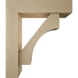 Ekena Millwork - BKTUR0554X24X28WTL05RCPR - Timberthane Faux Wood Westlake Style Bracket w/ Offset Brace, Block Ends, 5 1/2"W x 24"D x 28"H, Primed Tan