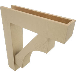 Ekena Millwork - BKTUR0554X24X28WTL05RCPR - Timberthane Faux Wood Westlake Style Bracket w/ Offset Brace, Block Ends, 5 1/2"W x 24"D x 28"H, Primed Tan