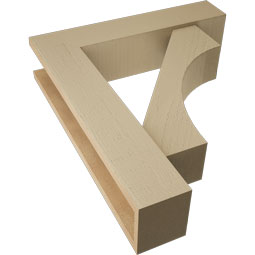 Ekena Millwork - BKTUR0554X24X28WTL05RCPR - Timberthane Faux Wood Westlake Style Bracket w/ Offset Brace, Block Ends, 5 1/2"W x 24"D x 28"H, Primed Tan