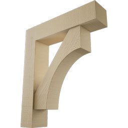 Ekena Millwork - BKTUR0554X24X28WTL05RCPR - Timberthane Faux Wood Westlake Style Bracket w/ Offset Brace, Block Ends, 5 1/2"W x 24"D x 28"H, Primed Tan
