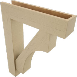 Ekena Millwork - BKTUR0554X24X32WTL05RCPR - Timberthane Faux Wood Westlake Style Bracket w/ Offset Brace, Block Ends, 5 1/2"W x 24"D x 32"H, Primed Tan