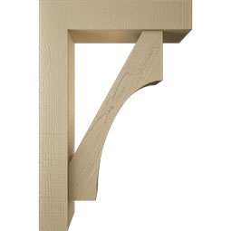Ekena Millwork - BKTUR0554X24X36WTL05RCPR - Timberthane Faux Wood Westlake Style Bracket w/ Offset Brace, Block Ends, 5 1/2"W x 24"D x 36"H, Primed Tan