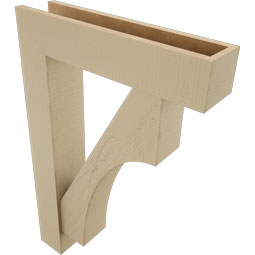 Ekena Millwork - BKTUR0554X24X36WTL05RCPR - Timberthane Faux Wood Westlake Style Bracket w/ Offset Brace, Block Ends, 5 1/2"W x 24"D x 36"H, Primed Tan